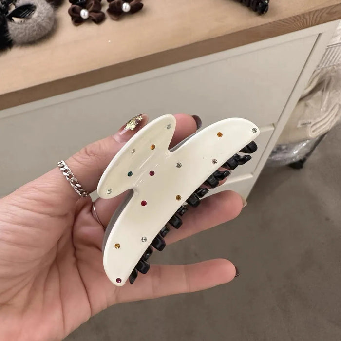 Wholesale Diamond studded solid color grip clip, simple temperament, back of the head hair clip, versatile shark clip