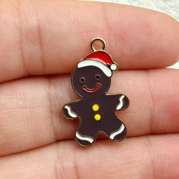 Wholesale 10pcs New oil-drip Christmas-themed alloy accessories  cartoon snowman  reindeer,   DIY pendant accessories
