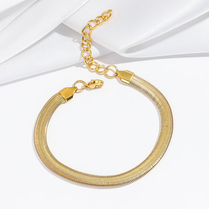 Wholesale  Titanium steel necklace women's  flat snake bone chain necklace simple bracelet suit clavicle chain jewelry