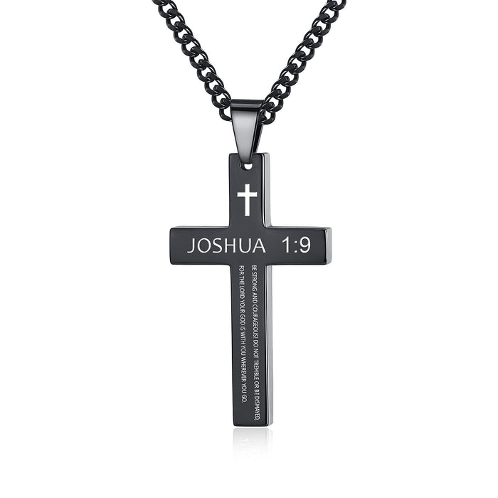 Wholesale Cross necklace titanium steel hand polished stainless steel cross engraved necklace