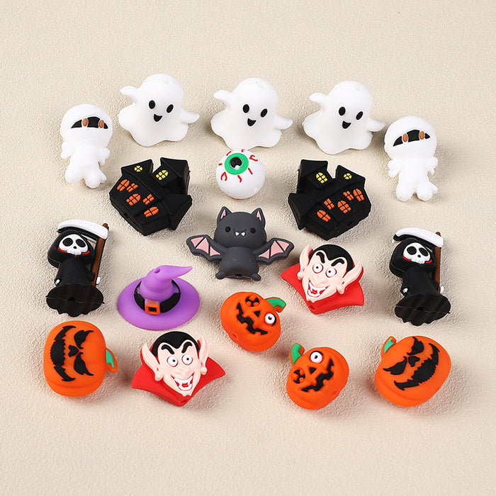 Wholesale 20pcs  bat silicone beads accessories party decorations beaded three-dimensional ghost beads