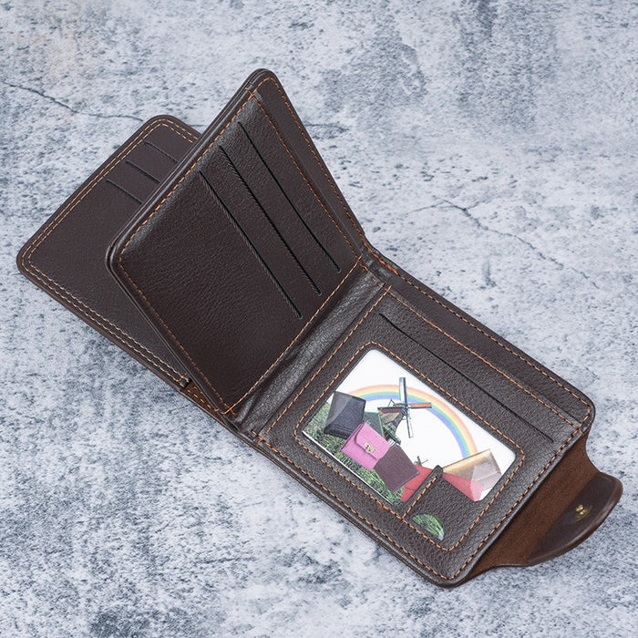 Wholesale Urban Simplicity Short Men' s Wallet Black PU Leather Multiple Card Slots Boutique Resale