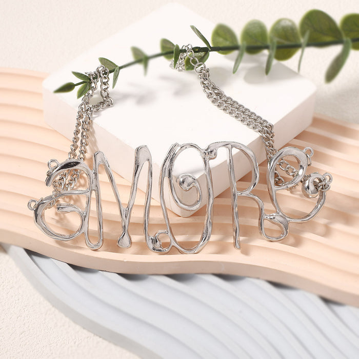 Wholesale Irregular letter clavicle chain metal exaggerated high sense