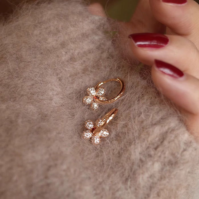 Wholesale Flower zircon earrings, light luxury, high-end, niche, ear buckle, ear ring, versatile