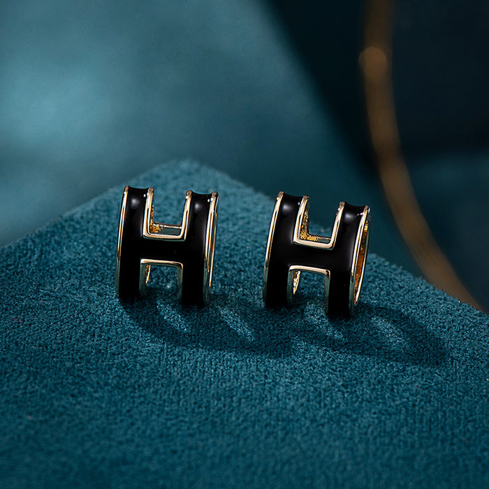 Wholesale Copper H-letter Earrings JDC-ES-Wuyu001