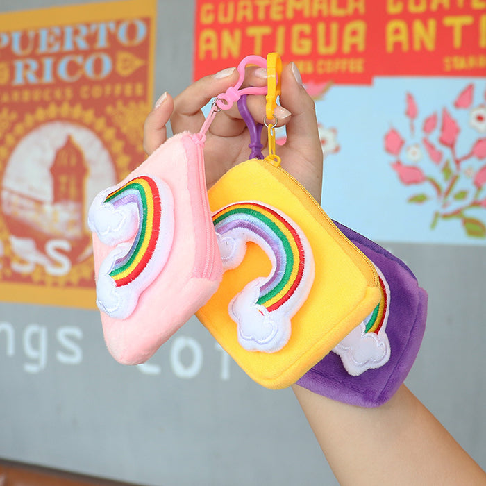 Wholesale New Square Candy Color Rainbow Card Holder Keychain Bag Hanging Women' s Small Wallet Student Mini Storage Bag