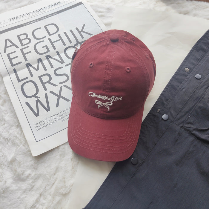 Wholesale New letter bow embroidered baseball cap, sun protection and sunshade cap, duckbill cap