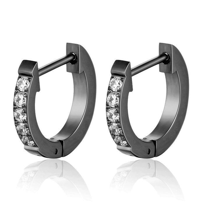 Wholesale Stainless steel single row diamond studded 9MM ear buckle fashionable and versatile earrings