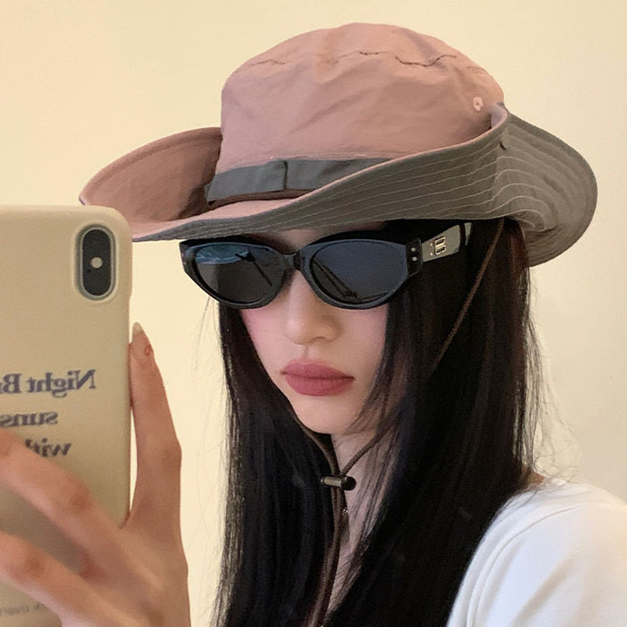 Wholesale Large brimmed sun hat, outdoor hiking sun hat, fashionable and versatile, rollable fisherman hat