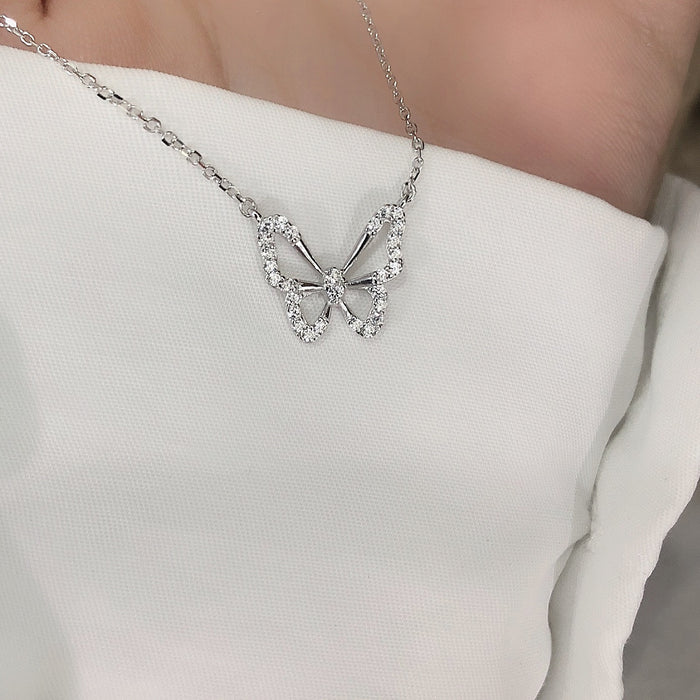 Wholesale  S925 Sterling Silver Butterfly Necklace Gift Female Niche Personalized Pendant
