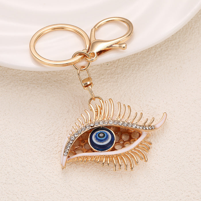 Wholesale Chic Evil Eye Rhinestone Keychain Pendant Zinc Alloy Bag Charm MOQ≥2