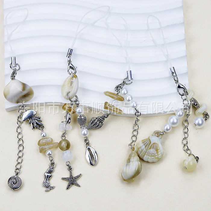 Wholesale Marine creature pendant shell conch pearl phone chain bag chain bead chain