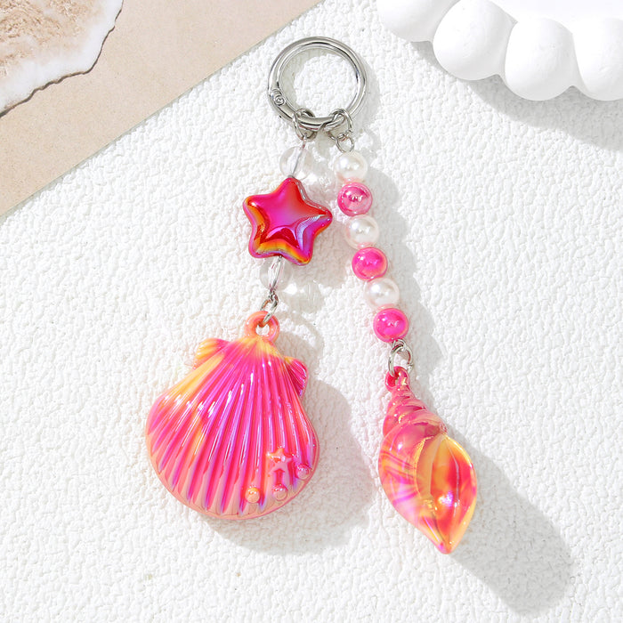 Wholesale Ocean Dream Seashell Keychain Acrylic Blue Cute Fashion Accessory Gift MOQ≥2