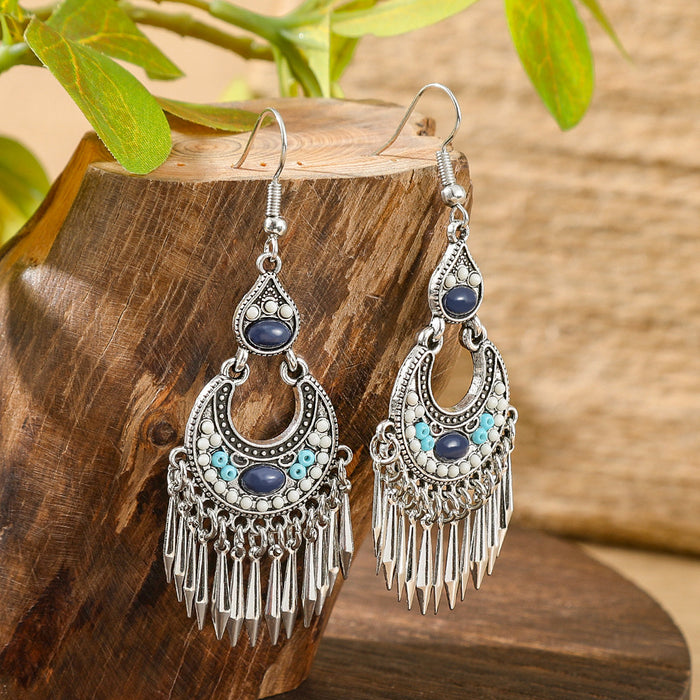 Wholesale Bohemian Tassel Geometric Drop Earrings Electroplated Zinc Alloy Jewelry Accessory MOQ≥2