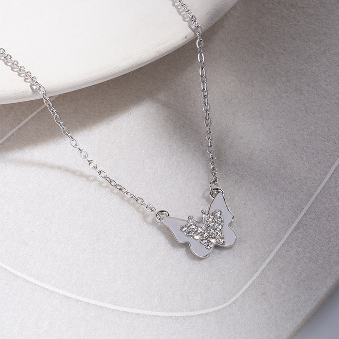 Wholesale Simple and fashionable versatile full diamond butterfly necklace collarbone chain
