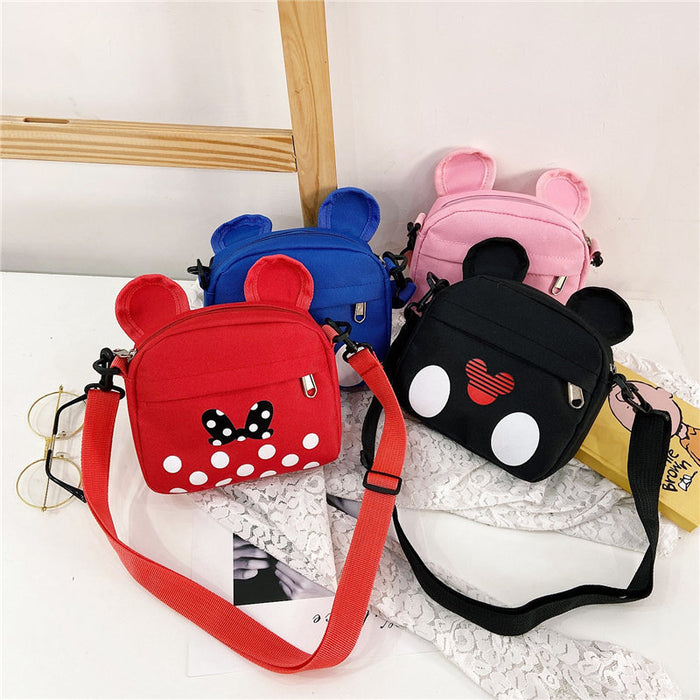 Wholesale Children's crossbody bag, fashionable small bag, cute cartoon canvas bag, stylish and trendy one shoulder little girl's bag