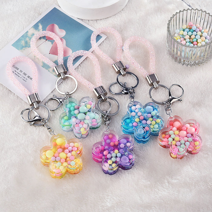 Wholesale Quicksand-Filled Oil Bottle Acrylic Keychain Accessory