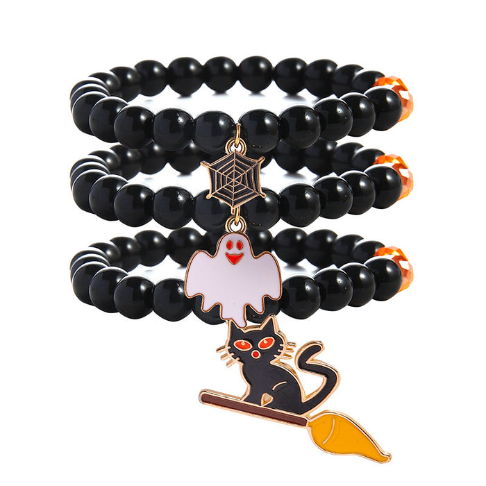 Wholesale  Bracelet suit European and American Ghost Pumpkin Head Cat Girl Jewelry Holiday Gift Elastic Beaded Bracelet
