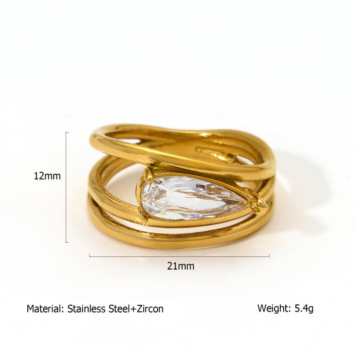 Wholesale Fashion, personality, temperament, stainless steel ring, niche design, zircon light luxury ring, color preserving bracelet