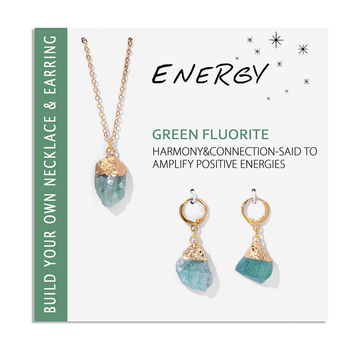 Wholesale Card mounted raw gemstone necklace and earring set jewelry
