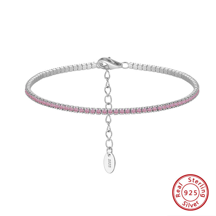 Wholesale Solid Zircon Tennis Chain Pure Silver Adjustable Bracelet