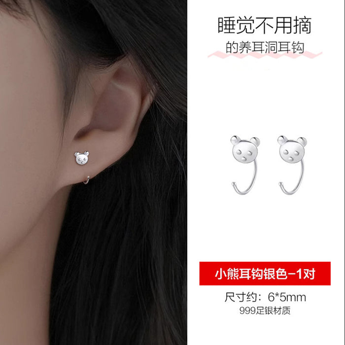 Wholesale Foot silver hollow ear hook with niche design, pure silver earrings, earring studs, jewelry