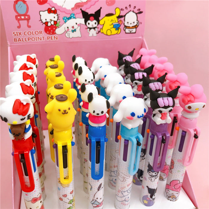 Wholesale 36pcs/box Silicone Doll Head Six Colors Ballpoint Pen JDC-PN-YaLL003