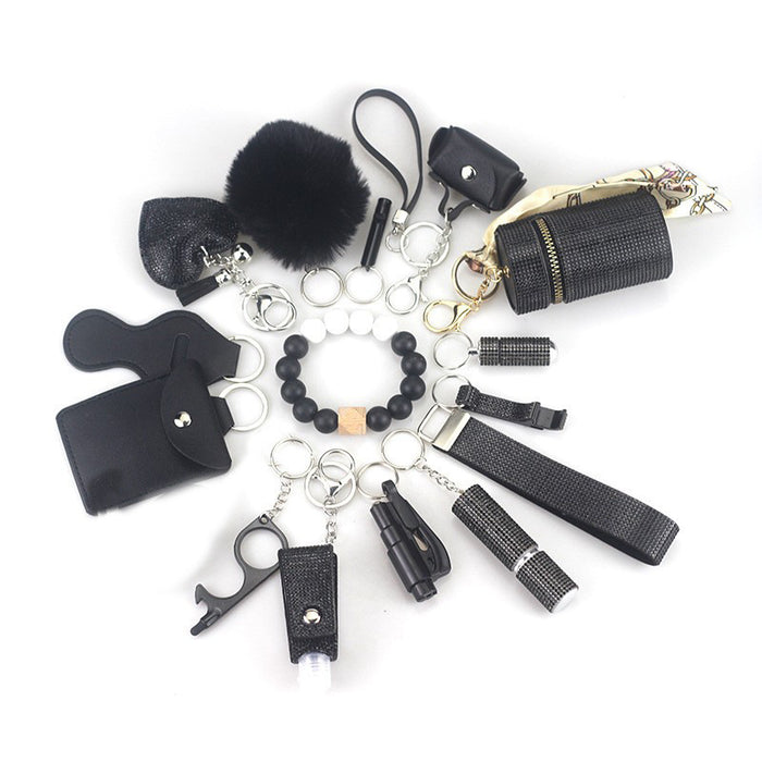 Wholesale Diving Fabric Wool Ball Multifunctional Keychain 15-piece Set JDC-KC-TouMS070