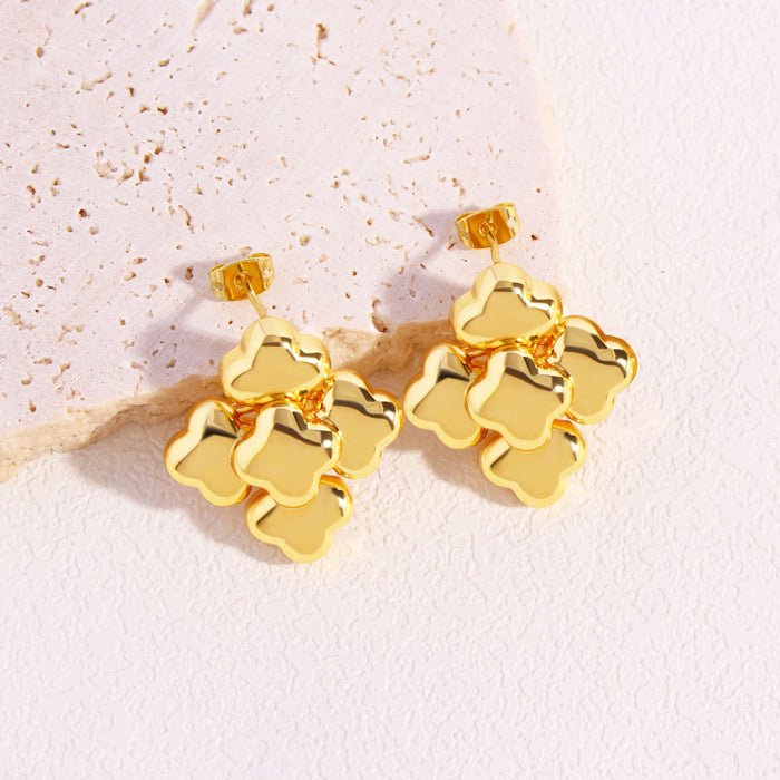 Wholesale Copper Gold Plated Square Polished Earrings JDC-ES-BaiTian015