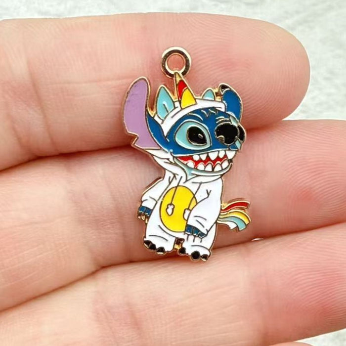 Wholesale 10pcs Cartoon Couple DIY Jewelry Accessories Alloy Enamel Pendant Keychain Earrings