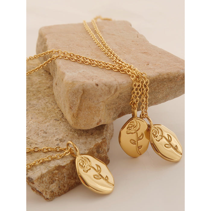 Wholesale Necklace, flower pendant, collarbone chain, titanium steel, simple stainless steel sweater chain