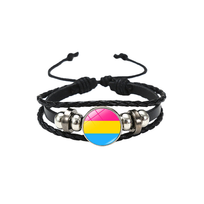 Wholesale Rainbow Flag &  Genderfluid Gemstone Hand-Woven Bracelet