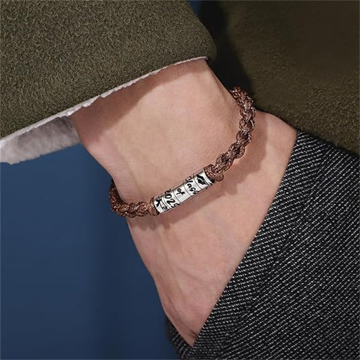 Wholesale New Brown Stainless Steel Flat Bracelet Hand Woven Men's Bracelet