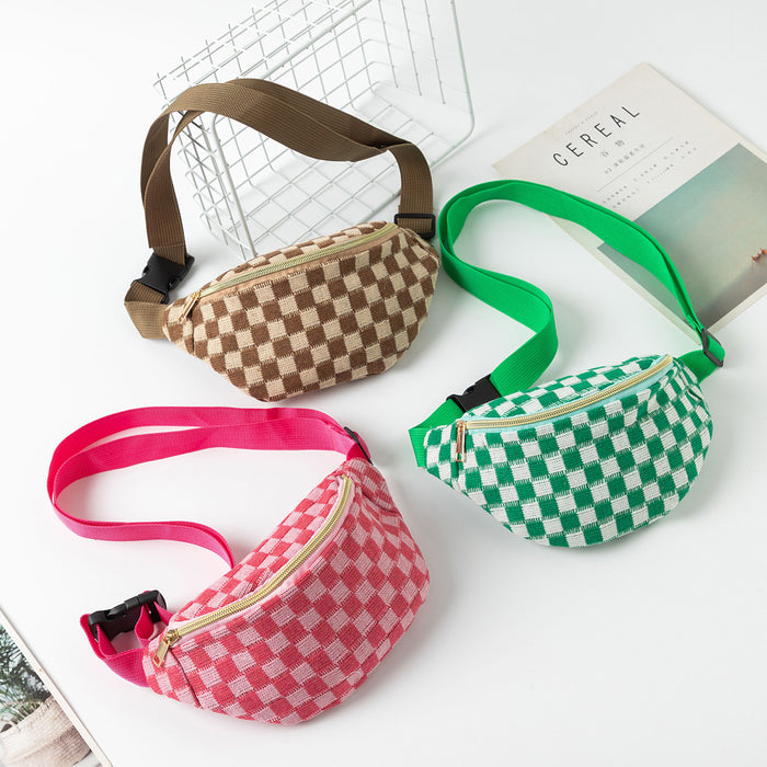 Wholesale Plaid Adjustable Storage Waist Bag,  Unisex Sports and Fitness Bag