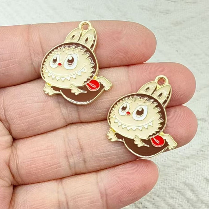 Wholesale 10pcs Cartoon DIY Oil Drip Alloy Necklace Keychain  Earrings Pendant
