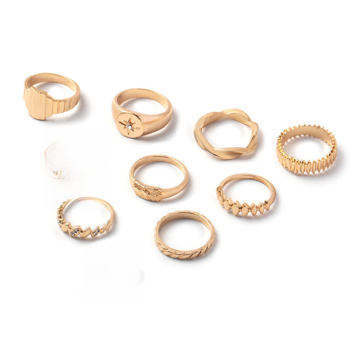 Wholesale New Joint Ring Set with Octagonal Star and Diamond Set of 10 Pieces