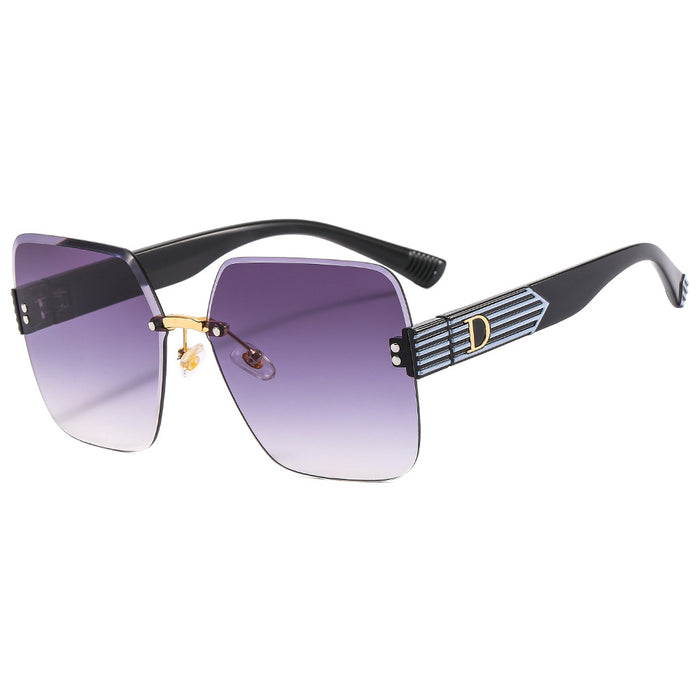 Wholesale Retro Square Metal Rimless Cut-Edge Sunglasses