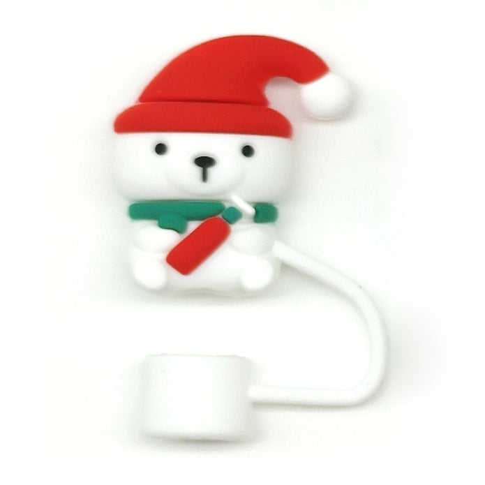 Wholesale 10pcs Food Grade Silicone  Cup Straw Cover Christmas Straw Cover Leak-proof Straw Cap