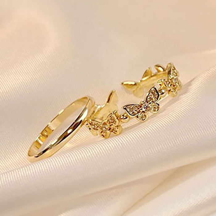 Wholesale Set of butterfly rings designed with cold style, high-end fashion and personalized plain ring index finger