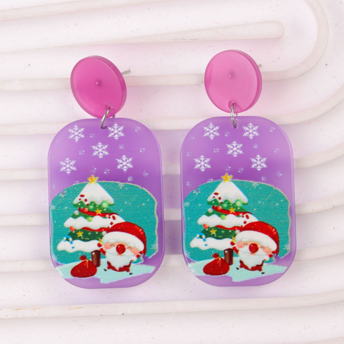 Wholesale Christmas Earrings Elk Christmas Tree Snowman Acrylic Earrings Geometric Earrings Ear Jewelry