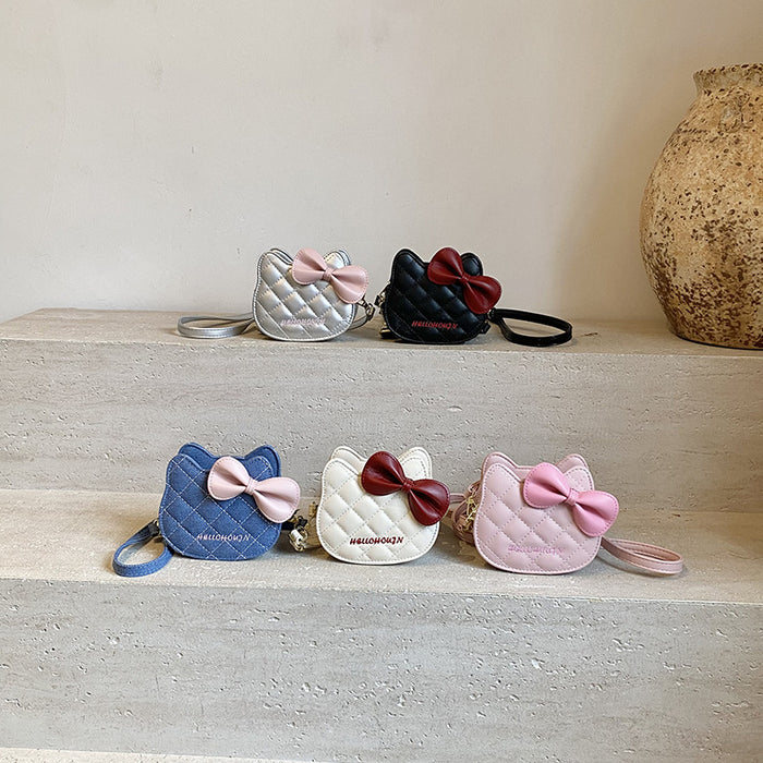 Wholesale Children' s bags autumn and winter new cute cat embroidery girl handbags cute bow kitten parent-child crossbody bag