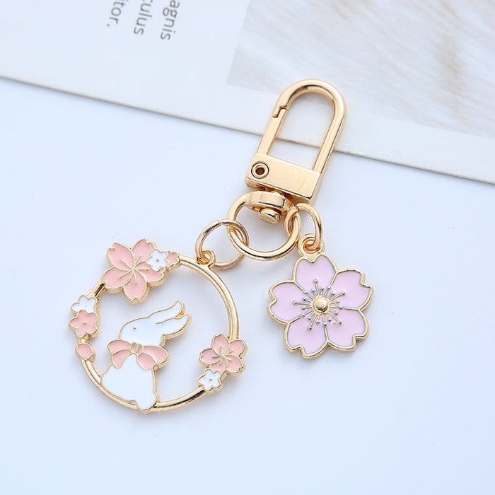 Wholesale Cute Rabbit Flower Keychain - Stylish Bag Charm Fashion Accessory for Gift MOQ≥2