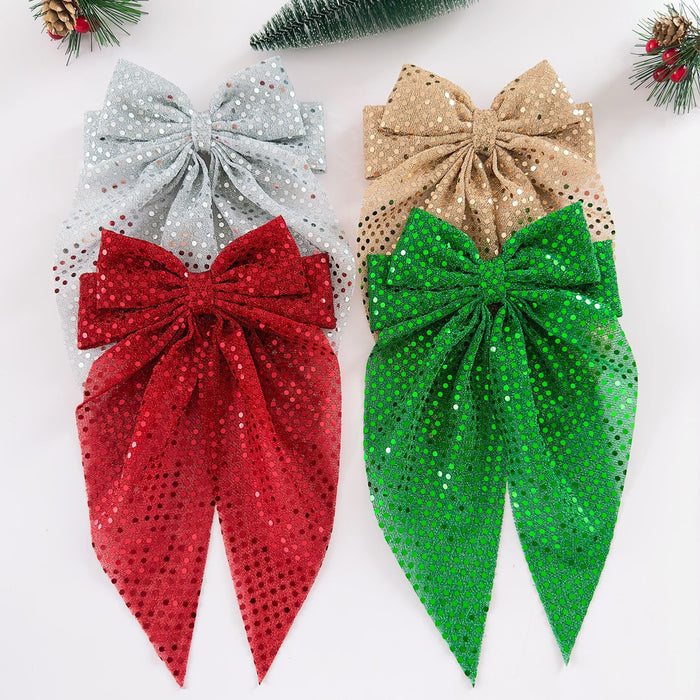Wholesale Polka dot sequined bow hairpin hair accessories mesh ribbon spring clip hairpin Christmas holiday dress headdress