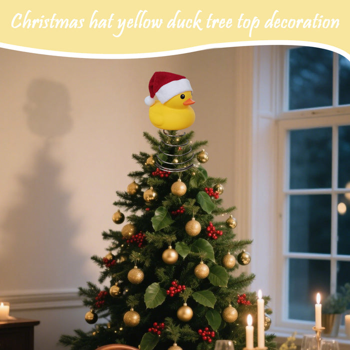 Wholesale Christmas hat yellow duck tree topper Christmas party tree topper decoration supplies