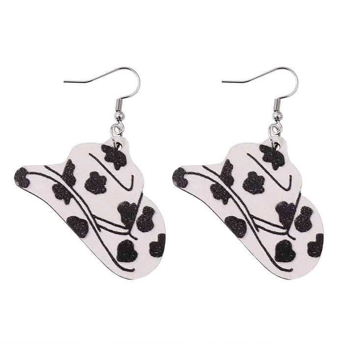 Wholesale Creative earrings western cowboy tribal style earrings cow pattern cowboy hat earrings fashionable women' s accessories