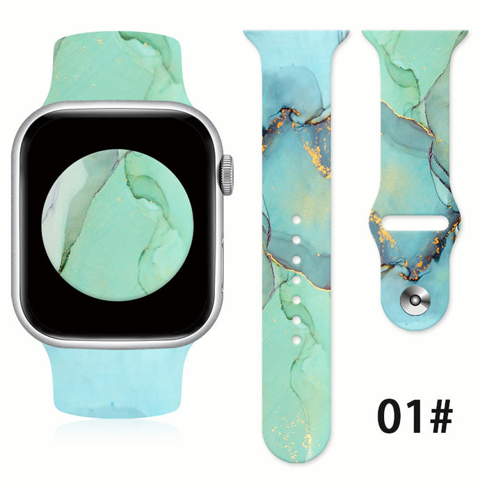 Wholesale Silicone Jade Abstract Style Printed Watch Strap JDC-WD-NuoQi094