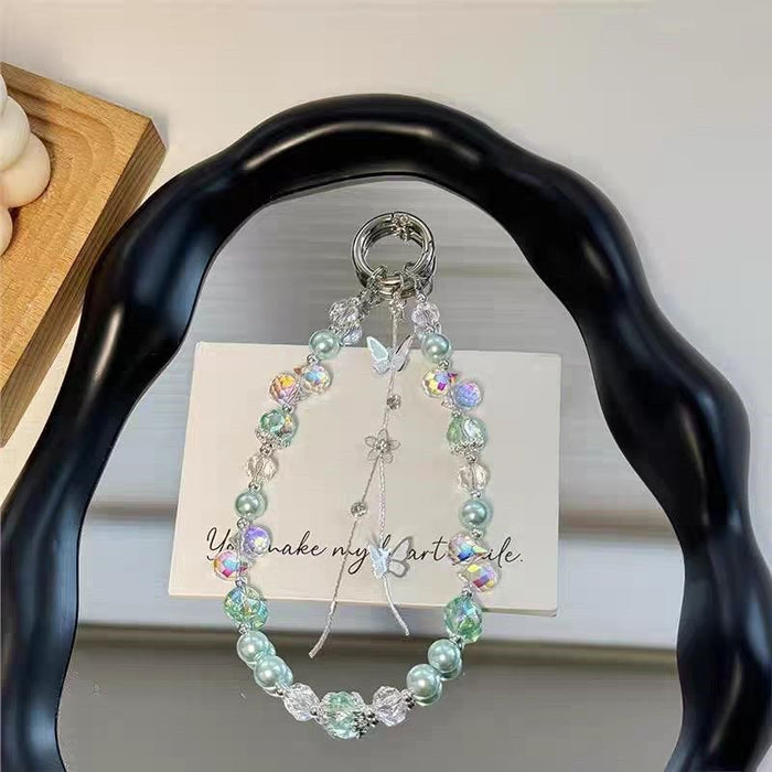 Wholesale Butterfly Tassel Chain Portable Wrist Mobile Phone Keychain Bag Pendant