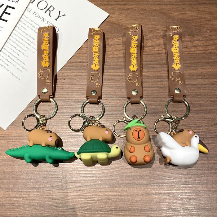 Wholesale Stylish Cartoon Capybara Keychain Car Key Accessory PVC Resale Gift MOQ≥2