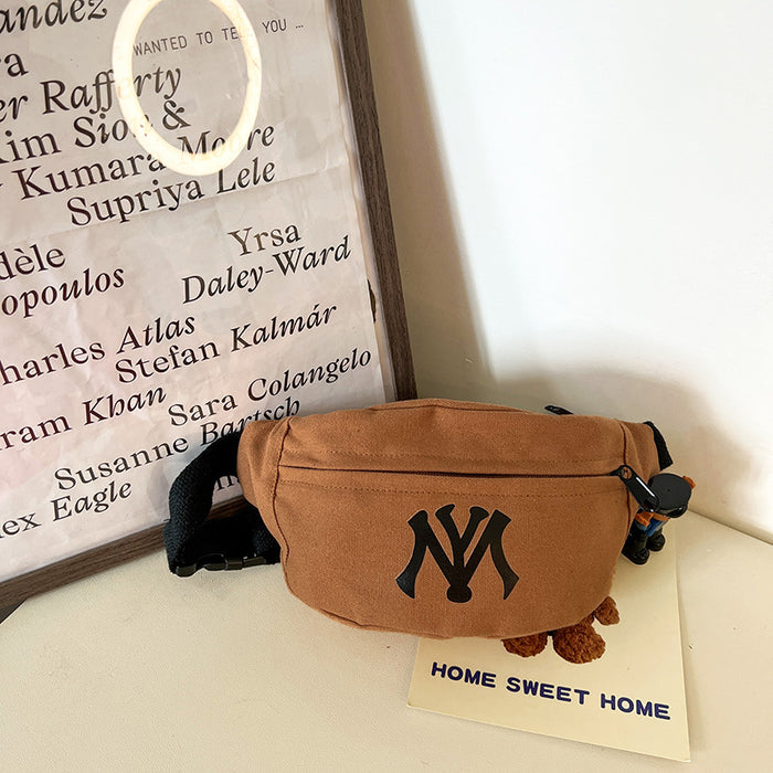 Wholesale Children's bag letter waist bag simple casual crossbody bag backpack fashionable and handsome baby chest bag