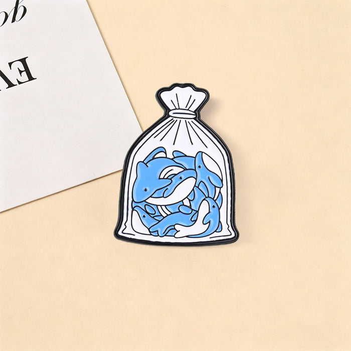 Wholesale Zinc Alloy Blue Dolphin Brooch Pin Cute Cartoon Animal Badge For Bags Backpacks